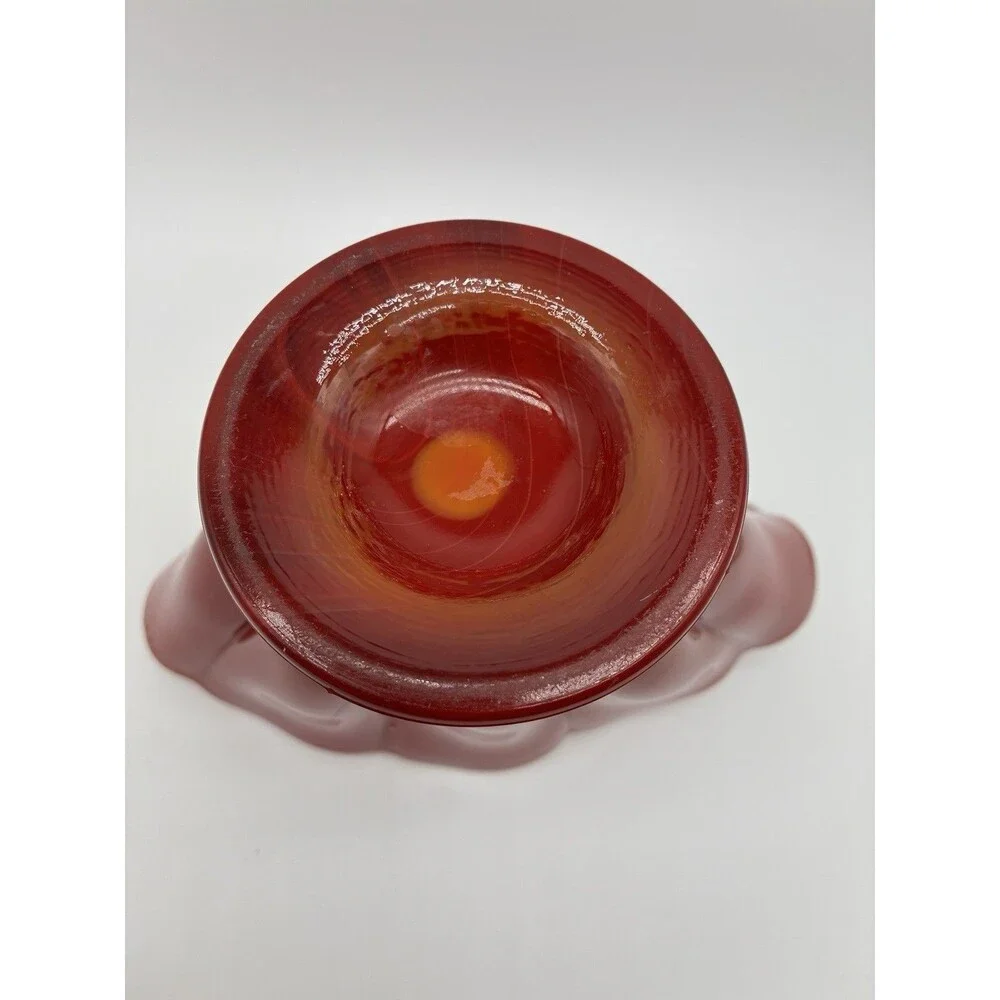 Fenton Mandarin Red Scalloped Fan Vase From 1920s - 1930s.  No Chips Or Breaks.